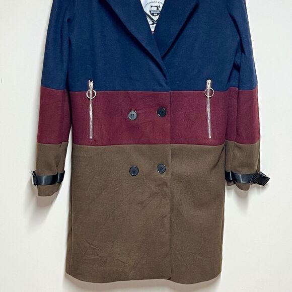 NWT Hudson Outerwear Color Block Double Breasted Coat Womens M - Picture 3 of 9